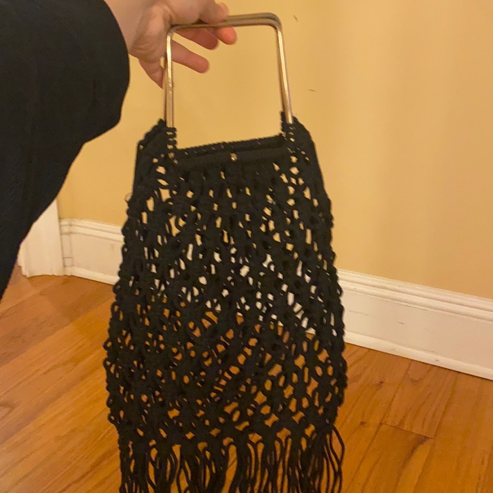 Black Fringe Clutch Bag